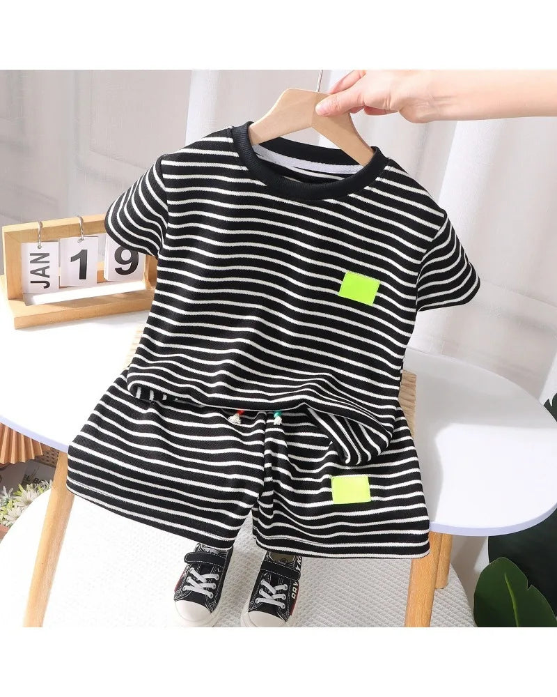 Conjunto de 2 peças de shorts de manga curta para crianças