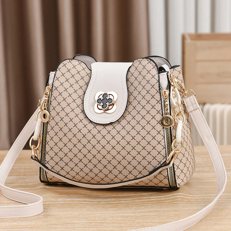 Nova bolsa feminina de luxo com design de ombro tipo balde