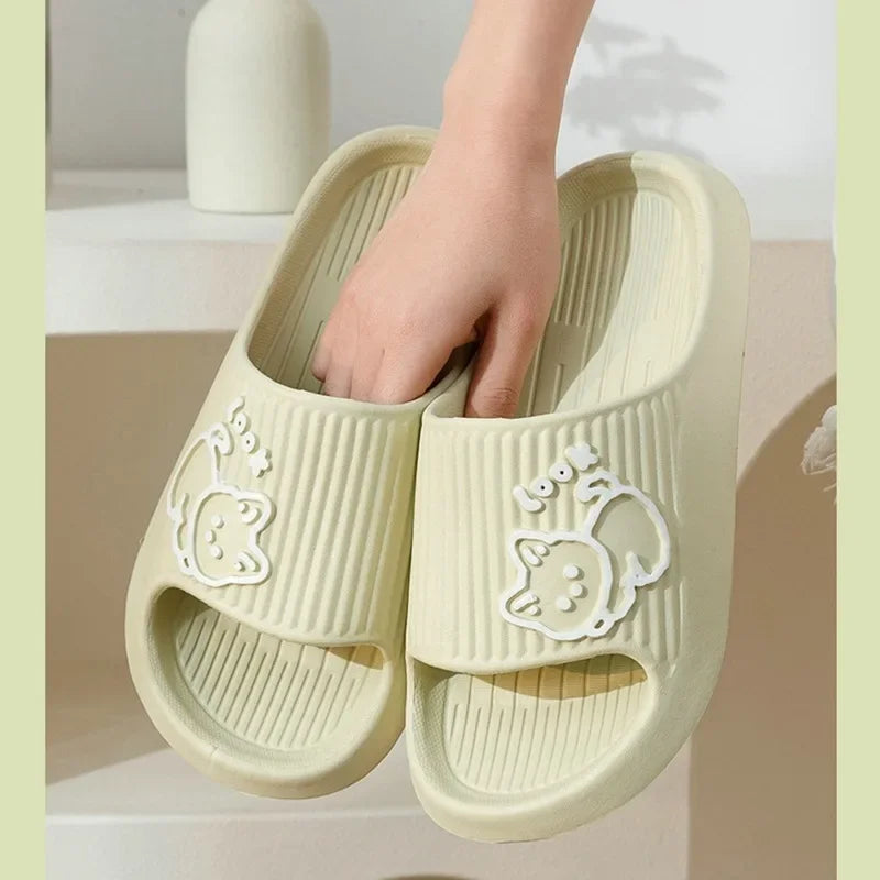 Chinelos Femininos Plataforma,  estampa de gatinho, antiderrapante
