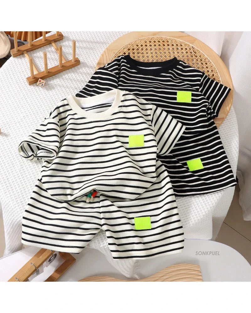 Conjunto de 2 peças de shorts de manga curta para crianças
