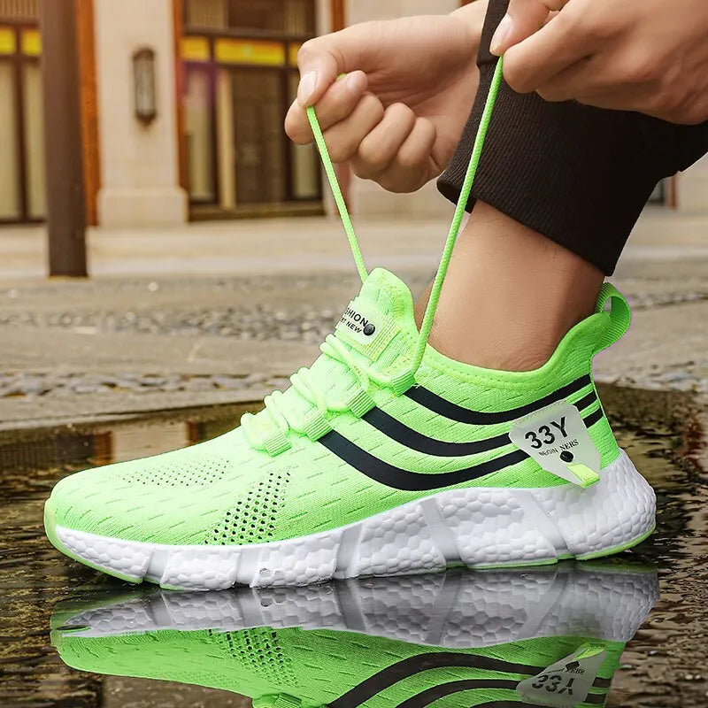 Tênis esportivos casuais masculinos, tênis leves e respiráveis, de malha preta, para corrida, atlético, para caminhada.