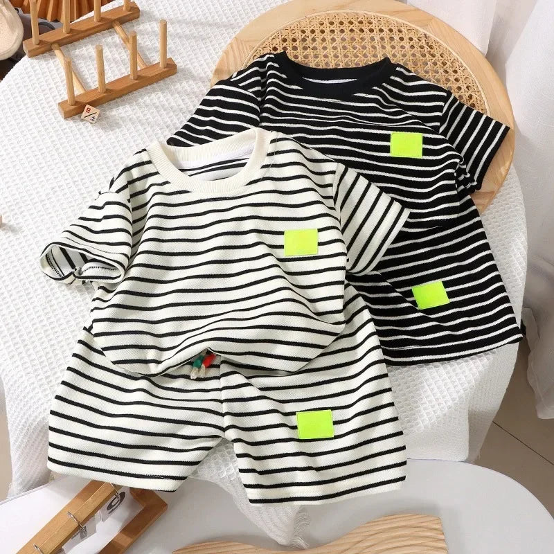 Conjunto de 2 peças de shorts de manga curta para crianças