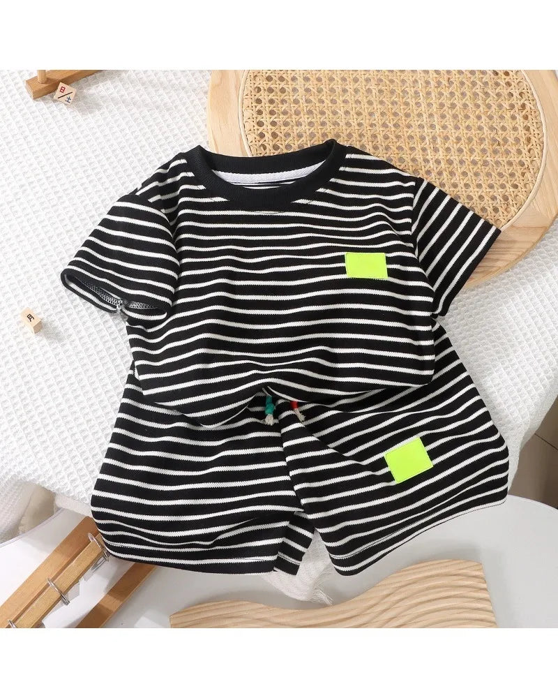 Conjunto de 2 peças de shorts de manga curta para crianças