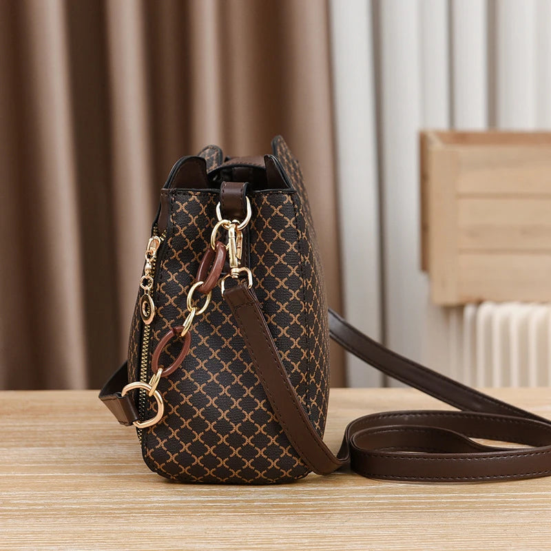 Nova bolsa feminina de luxo com design de ombro tipo balde