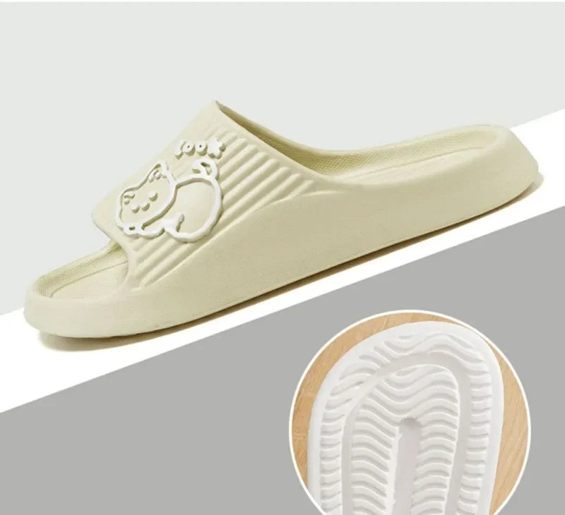 Chinelos Femininos Plataforma,  estampa de gatinho, antiderrapante