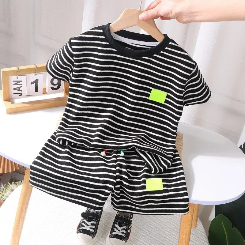 Conjunto de 2 peças de shorts de manga curta para crianças