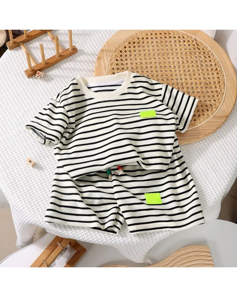 Conjunto de 2 peças de shorts de manga curta para crianças