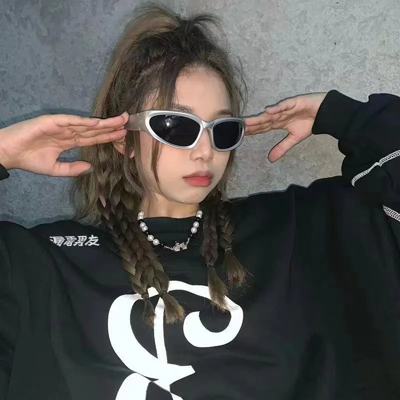 Óculos de sol femininos populares, óculos de sol punk
