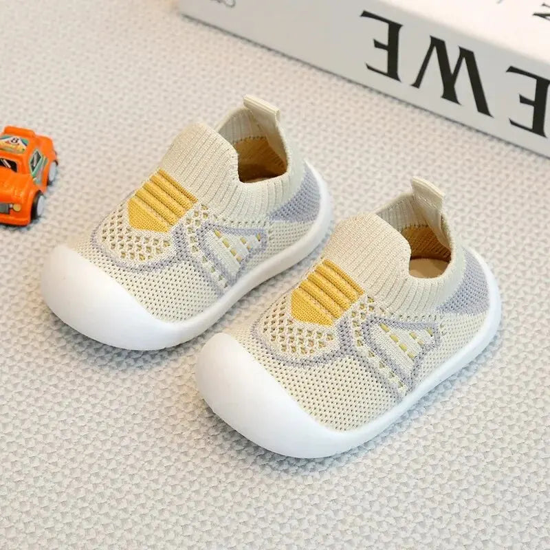 Sapatos de caminhada para bebês com sola macia e antiderrapantes