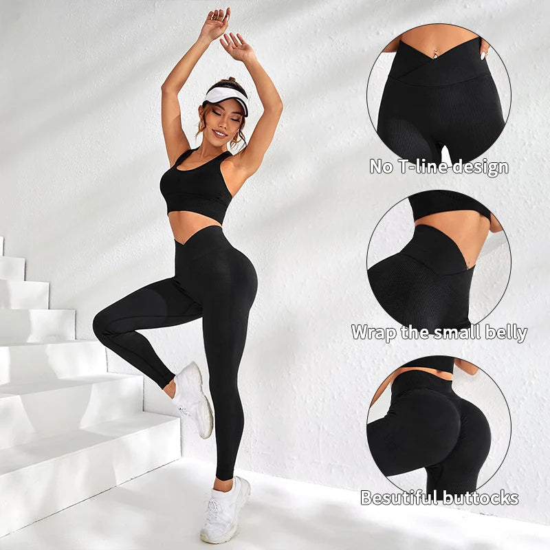 Calça legging esportiva feminina cintura V elástica pêssego fitness com quadris elevados