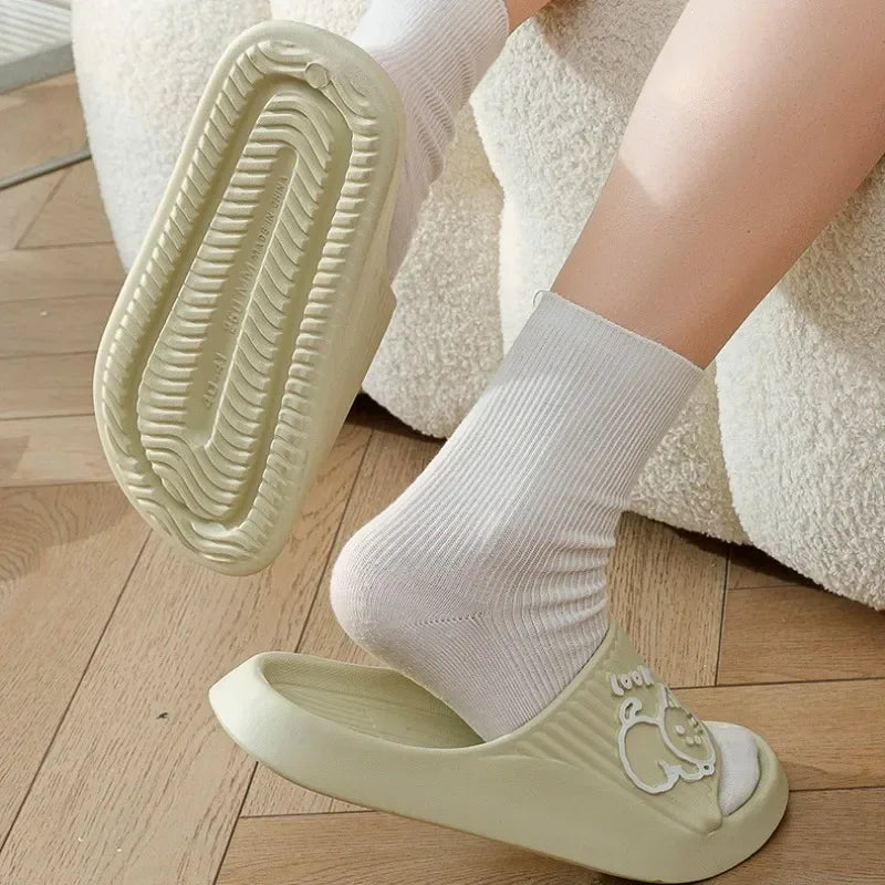 Chinelos Femininos Plataforma,  estampa de gatinho, antiderrapante