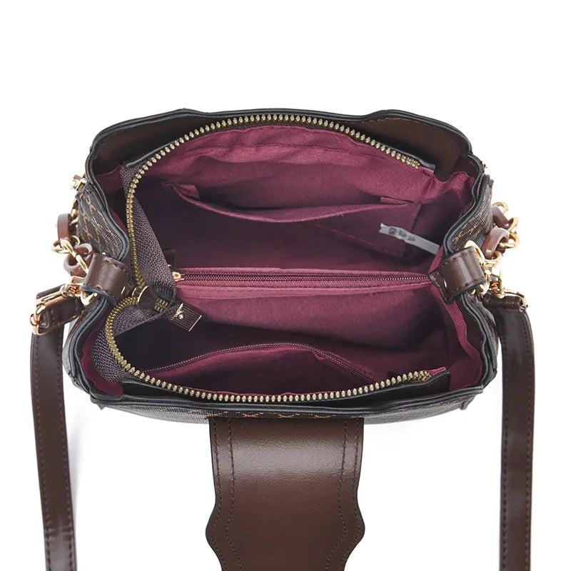 Nova bolsa feminina de luxo com design de ombro tipo balde