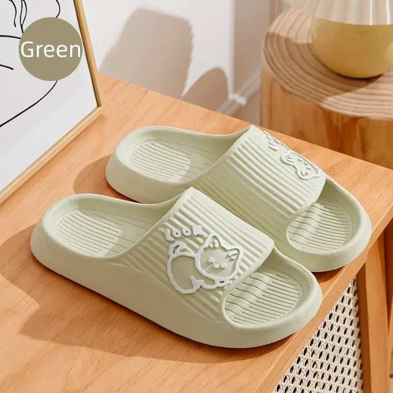 Chinelos Femininos Plataforma,  estampa de gatinho, antiderrapante