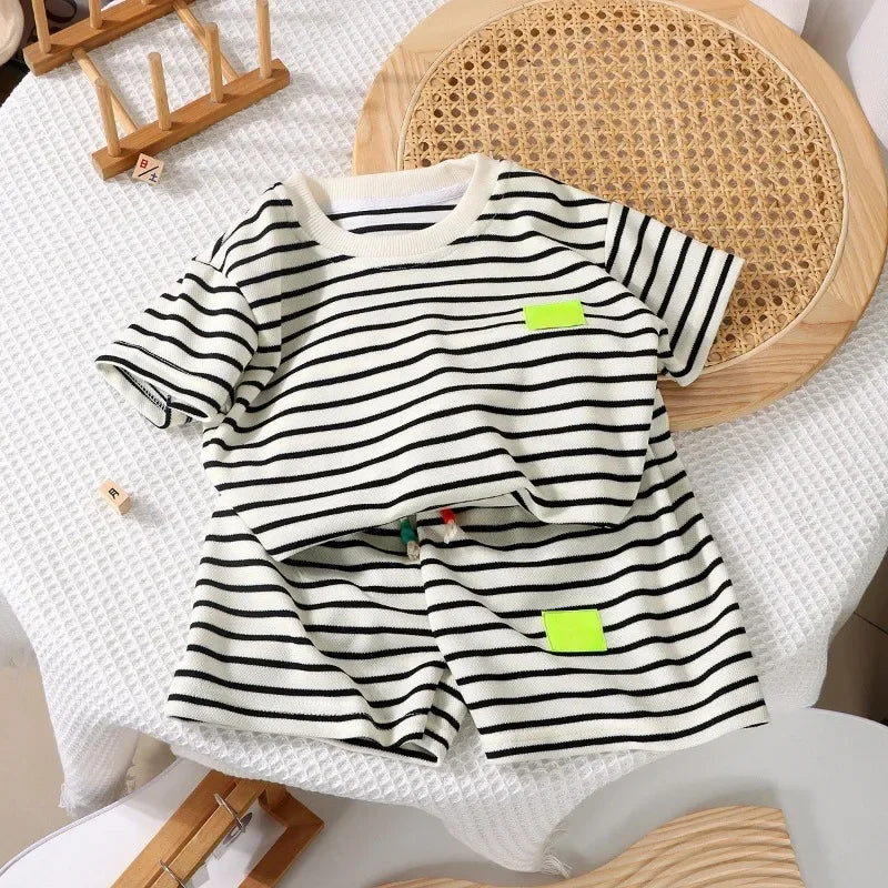 Conjunto de 2 peças de shorts de manga curta para crianças