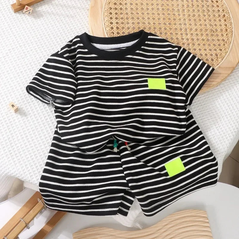 Conjunto de 2 peças de shorts de manga curta para crianças