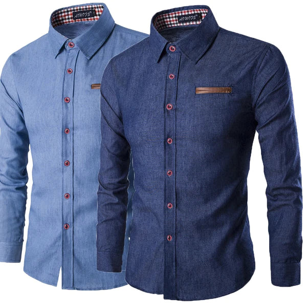 CAMISA MASCULINA MANGA LONGA - AZUL