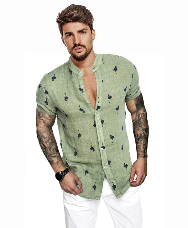 CAMISA ALGODÃO ESTAMPA FLORAL MASCULINA