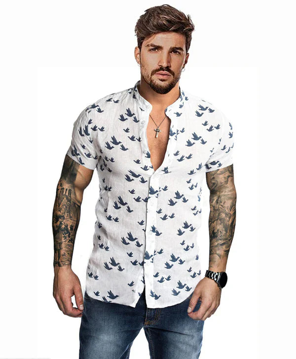 CAMISA ALGODÃO ESTAMPA FLORAL MASCULINA