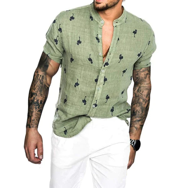 CAMISA ALGODÃO ESTAMPA FLORAL MASCULINA